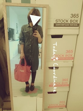 「レッド」｜「アイテム（シャツワンピース）」を使った、mememeさん（レディース・150cm）の秋コーディネート