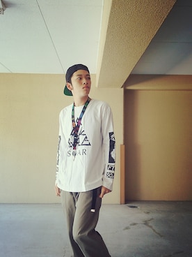 「SQUAIR（スクエア）のアイテム」を使った、ハラちゃんさん（メンズ・167cm）の夏コーディネート