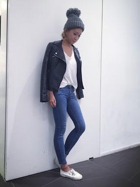 「RCWB（アールシーダブリュービー）のアイテム（帽子）」を使った、h・yuuさん（レディース・165cm）の秋コーディネート