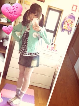 「WEGO（ウィゴー）のWEGO/DREAMERリュック（バックパック/リュック、パープル系）」を使った、momokaさん（レディース・148cm）の春コーディネート