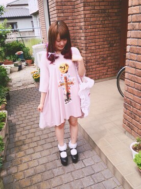 「WEGO（ウィゴー）のWEGO/クロスウェッジパンプス（パンプス、ブラック系）」を使った、momokaさん（レディース・148cm）の春コーディネート