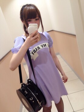 「jouetie（ジュエティ）の【CASUAL】BE MY BABY カットOP（ワンピース、パープル系）」を使った、momokaさん（レディース・148cm）の夏コーディネート