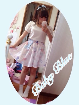 「merry jenny（メリージェニー）のシェル柄フレアスカート（スカート、ホワイト系）」を使った、momokaさん（レディース・148cm）の夏コーディネート