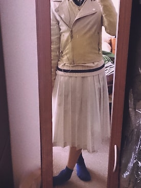 「DOMA（ドマ）のアイテム（ライダースジャケット）」を使った、reInaさん（レディース・157cm）の春コーディネート