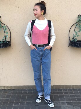 「GIVENCHY（ジバンシイ）のアイテム（イヤリング）」を使った、a k a n eさん（レディース・167cm）の春コーディネート