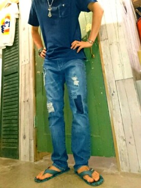 「grn（ジーアールエヌ）のアイテム」を使った、きたろうさん【grn】さん（メンズ・182cm）の夏コーディネート