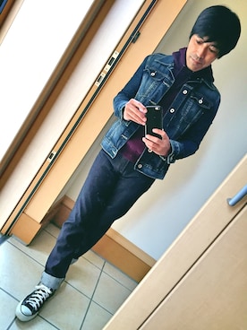 「roshell（ロシェル）のアイテム（デニムジャケット）」を使った、naoさん（メンズ・165cm）の秋コーディネート