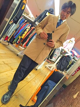 「BANANA REPUBLIC」｜「アイテム（チェスターコート）」を使った、naoさん（メンズ・165cm）の秋コーディネート