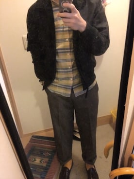 「N.HOOLYWOOD（N.ハリウッド）のアイテム（ミリタリージャケット）」を使った、のださん（メンズ・180cm）の春コーディネート