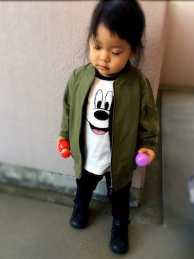 「ミッキーT」｜「アイテム（ブルゾン）」を使った、a.tさん（キッズ・90cm）の春コーディネート