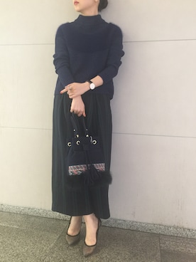 「Rick & Roy（リック アンド ロイ）のアイテム（バッグ）」を使った、Chie Ikeharaさん（レディース・157cm）の秋コーディネート