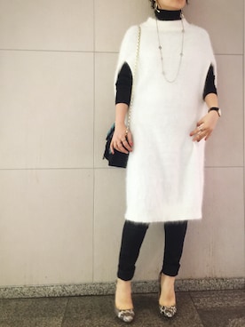 「アンゴラ」｜「アイテム（ワンピース/ドレス）」を使った、Chie Ikeharaさん（レディース・157cm）の秋コーディネート