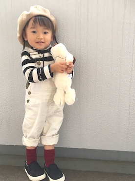 「ルーズソックス」｜「アイテム（サロペット/オーバーオール）」を使った、Happi☀︎416さん（キッズ・90cm）の秋コーディネート