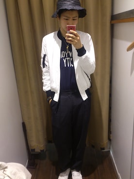 「TAKAHIROMIYASHITATheSoloIst.（タカヒロミヤシタザソロイスト）のアイテム（ブルゾン）」を使った、及川 凌雅さん（メンズ・180cm）の春コーディネート
