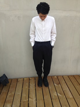 「KRIS VAN ASSCHE（クリスヴァンアッシュ）のアイテム（ブーツ）」を使った、及川 凌雅さん（メンズ・180cm）の春コーディネート