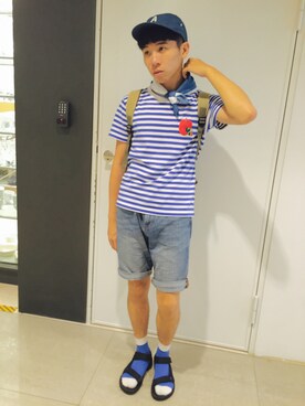 「BEAMS BOY（ビームスボーイ）のアイテム（キャップ）」を使った、Wei Wei  Boyさん（メンズ・168cm）の夏コーディネート