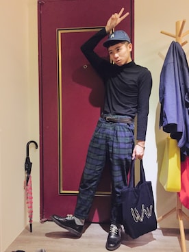「BEAMS BOY（ビームスボーイ）のアイテム（キャップ）」を使った、Wei Wei  Boyさん（メンズ・168cm）の秋コーディネート