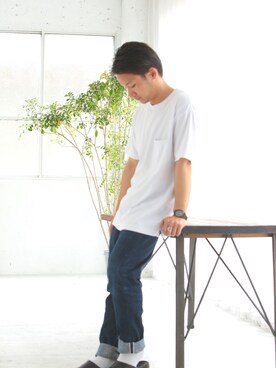 「HBNS（ハバノス）のアイテム（パンツ）」を使った、Shodaiさん（メンズ・168cm）の夏コーディネート