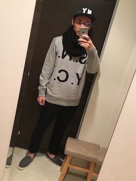「サタデーズ ニューヨークシティ (Saturdays NYC)」｜「アイテム（スウェット）」を使った、aki#papaさん（メンズ・178cm）の冬コーディネート