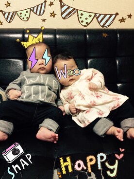 「babygap」｜「アイテム（チュニック）」を使った、ニャンまるさん（キッズ・60cm）の冬コーディネート