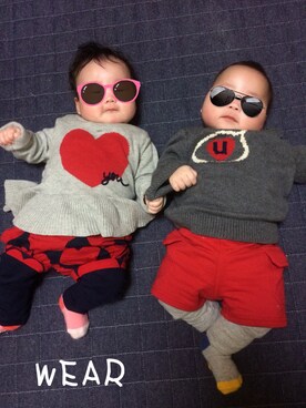 「babygap」｜「アイテム（ダッフルコート）」を使った、ニャンまるさん（キッズ・60cm）の冬コーディネート
