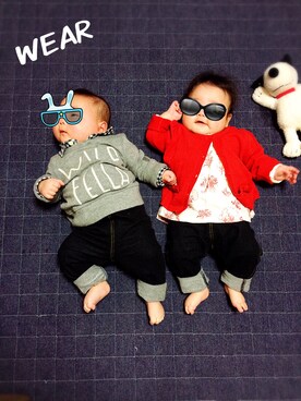 「babygap」｜「アイテム（チュニック）」を使った、ニャンまるさん（キッズ・60cm）の冬コーディネート