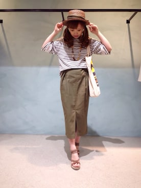 「passage mignon/flaneur（パサージュミニョンフラヌール）のアイテム（帽子）」を使った、mei♡さん（レディース・150cm）の夏コーディネート