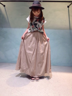「INTERPLANET WINGS（インタープラネットウィング）のアイテム（帽子）」を使った、mei♡さん（レディース・150cm）の夏コーディネート