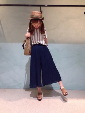「passage mignon/flaneur（パサージュミニョンフラヌール）のアイテム（帽子）」を使った、mei♡さん（レディース・150cm）の夏コーディネート