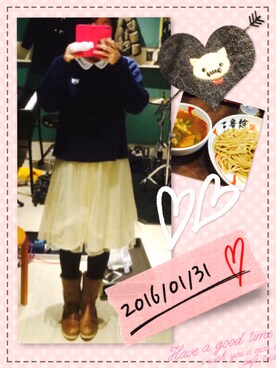 「にゃんこ」｜美音さん（レディース・158cm）の冬コーディネート