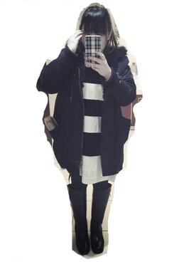 「ベロアスカート」｜「アイテム（モッズコート）」を使った、ao***さん（レディース・154cm）の冬コーディネート