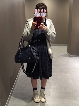 「ブラックウォッチ」｜「アイテム（シャツワンピース）」を使った、ao***さん（レディース・154cm）の秋コーディネート