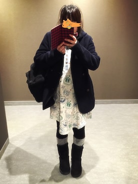 「スウェットワンピース」｜「アイテム（ピーコート）」を使った、ao***さん（レディース・154cm）の冬コーディネート