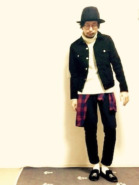 「Gジャン×タートルネック」｜「アイテム（その他）」を使った、オオヒラさん（メンズ・170cm）の冬コーディネート