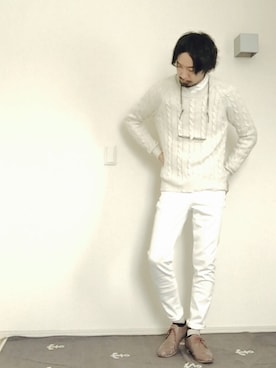 「ボーダーソックス」｜「アイテム（福袋/福箱）」を使った、オオヒラさん（メンズ・170cm）の冬コーディネート