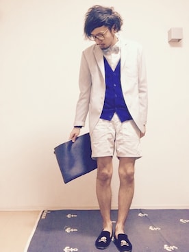 「hiromichi BY HIROMICHI NAKANO（ヒロミチ バイ ヒロミチナカノ）のアイテム（蝶ネクタイ）」を使った、オオヒラさん（メンズ・170cm）の春コーディネート