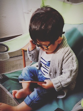 「カウチン」｜P×Kさん（キッズ・80cm）の秋コーディネート