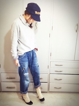 「アイテム（ブーティ）」を使った、YUKO KAWANOさん（レディース・155cm・30代）の秋コーディネート