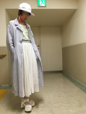 「マキシスカート」｜「アイテム（シャツワンピース）」を使った、ayan_nさん（レディース・158cm）の春コーディネート