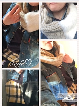 「ラビットファー」｜「アイテム（デニムジャケット）」を使った、Sатоко⋆*さん（レディース・156cm）の冬コーディネート