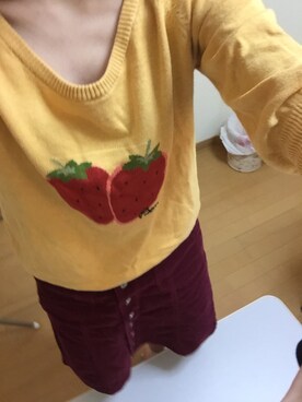 「いちごニット」｜らんちゃん♪さん（レディース・160cm）の秋コーディネート
