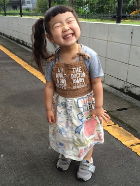「REDDY APPLESEED（レディーアップルシード）のアイテム（オールインワン・サロペット）」を使った、senaさん（キッズ・80cm）の夏コーディネート