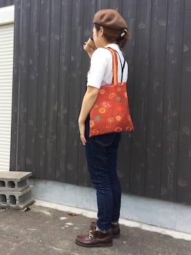 「シュシュ」｜「アイテム（ハンチング/ベレー帽）」を使った、senaさん（レディース・150cm）の秋コーディネート