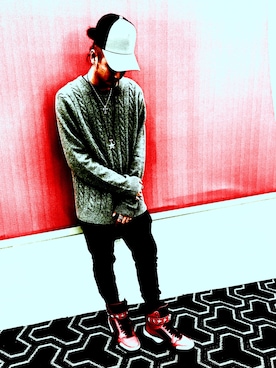 「JAMES PERSE（ジェームスパース）のアイテム（帽子）」を使った、GOSGMさん（メンズ・173cm）の冬コーディネート