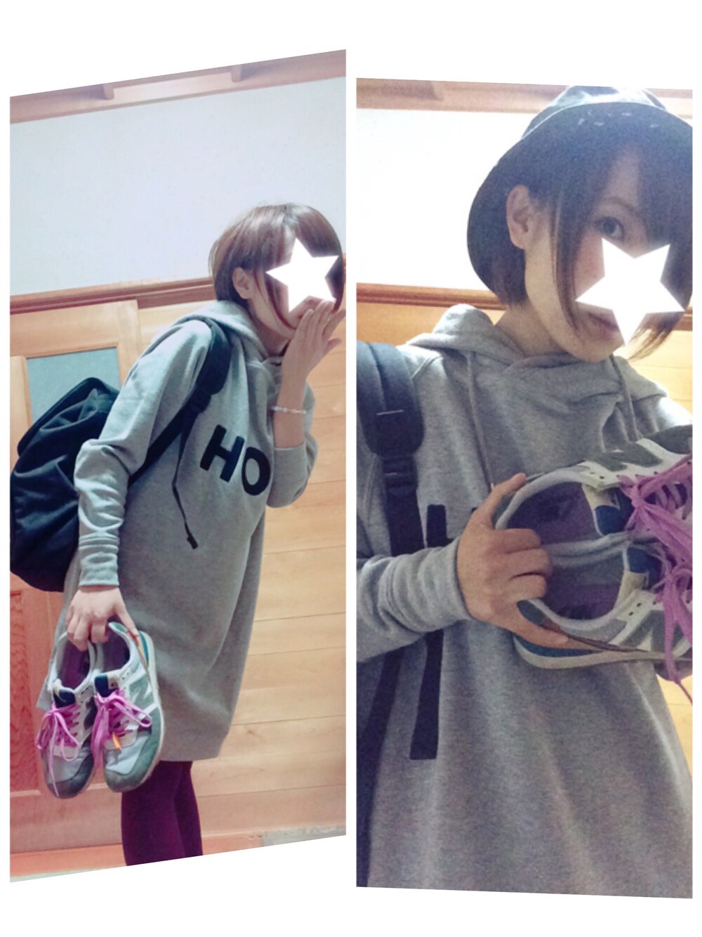 グレー系のワンピース、その他のスニーカーを着用したレディースの秋コーディネートの1枚目の写真