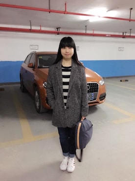 「Levi's（リーバイス）のアイテム（チェスターコート）」を使った、ジェーン ちゃんさん（レディース・158cm）の冬コーディネート