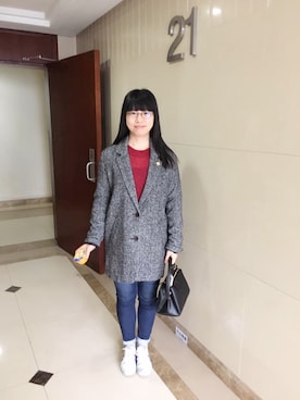 「Levi's（リーバイス）のアイテム（チェスターコート）」を使った、ジェーン ちゃんさん（レディース・158cm）の冬コーディネート