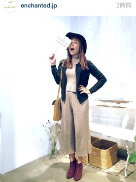 「アイテム（ブーティ、レッド系）」を使った、YAMAPさん（レディース・155cm）の秋コーディネート