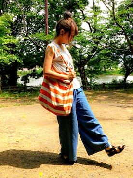 「公園デート」｜「アイテム（オールインワン・サロペット）」を使った、M i k i ⸌◦̈⃝⸍さん（レディース・160cm）の春コーディネート