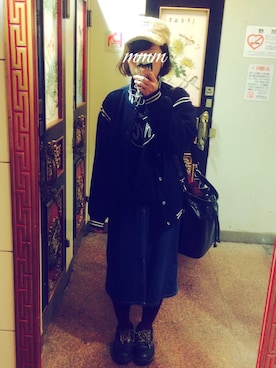 「Lee（リー）のアイテム（スカート）」を使った、mmi⚘さん（レディース・153cm）の冬コーディネート